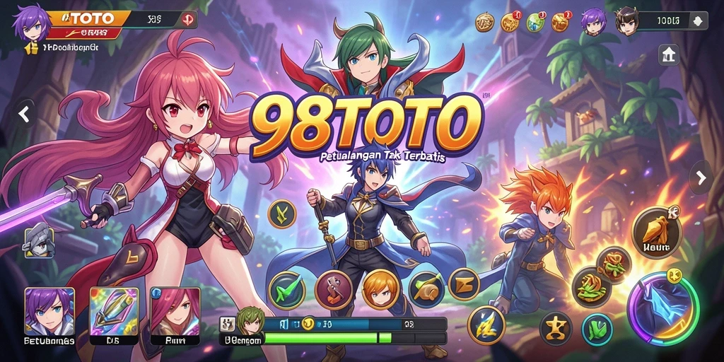 Screenshot dari gameplay 98TOTO yang menunjukkan karakter Anime beraksi.