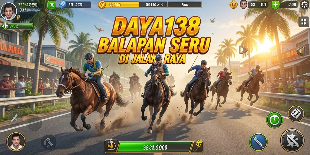 Gameplay DAYA138 dengan mobil balap di trek yang menantang.