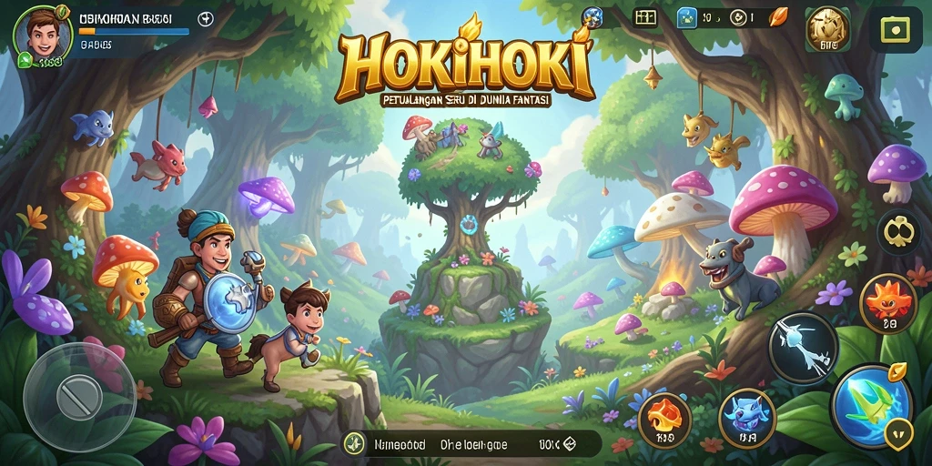 Screenshot HOKIHOKI menampilkan aksi petualangan seru dalam dunia fantasi.