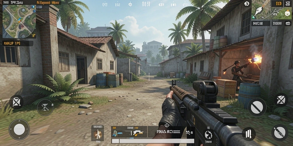 Screenshot utama PAKARJP menampilkan aksi seru dalam gameplay TPS.