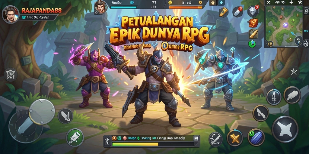 Tampilan gameplay seru RAJAPANDA88 dengan aksi RPG mendebarkan.
