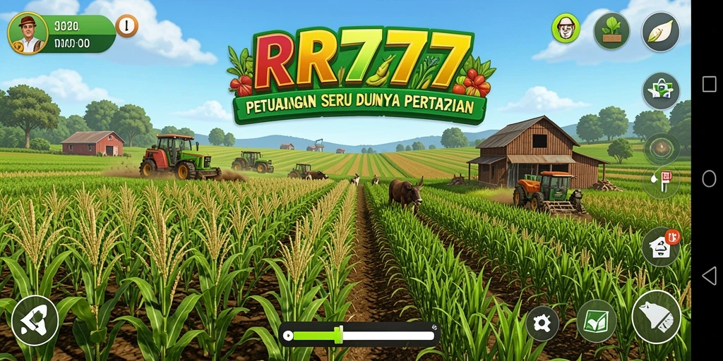 Screenshot gameplay RR777 menampilkan petani yang sedang merawat ladang.