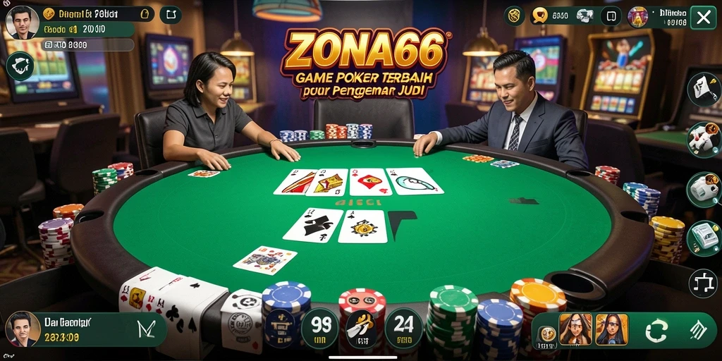 Tampilan gameplay seru ZONA66 dalam permainan Poker.